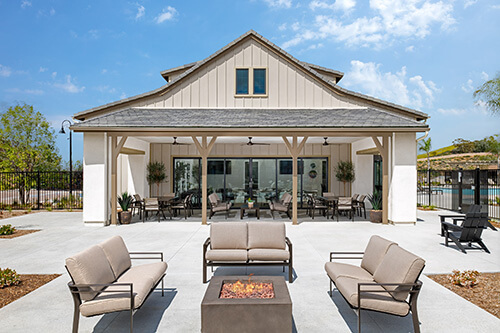 clubhouse outdoor seating area with firepit